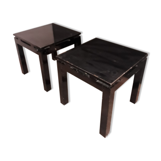 Paire de tables basse carrees noires