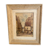 Watercolour view of Paris Rue des Ecouffes signed Gustave Gautier-Gallet 1880-1950