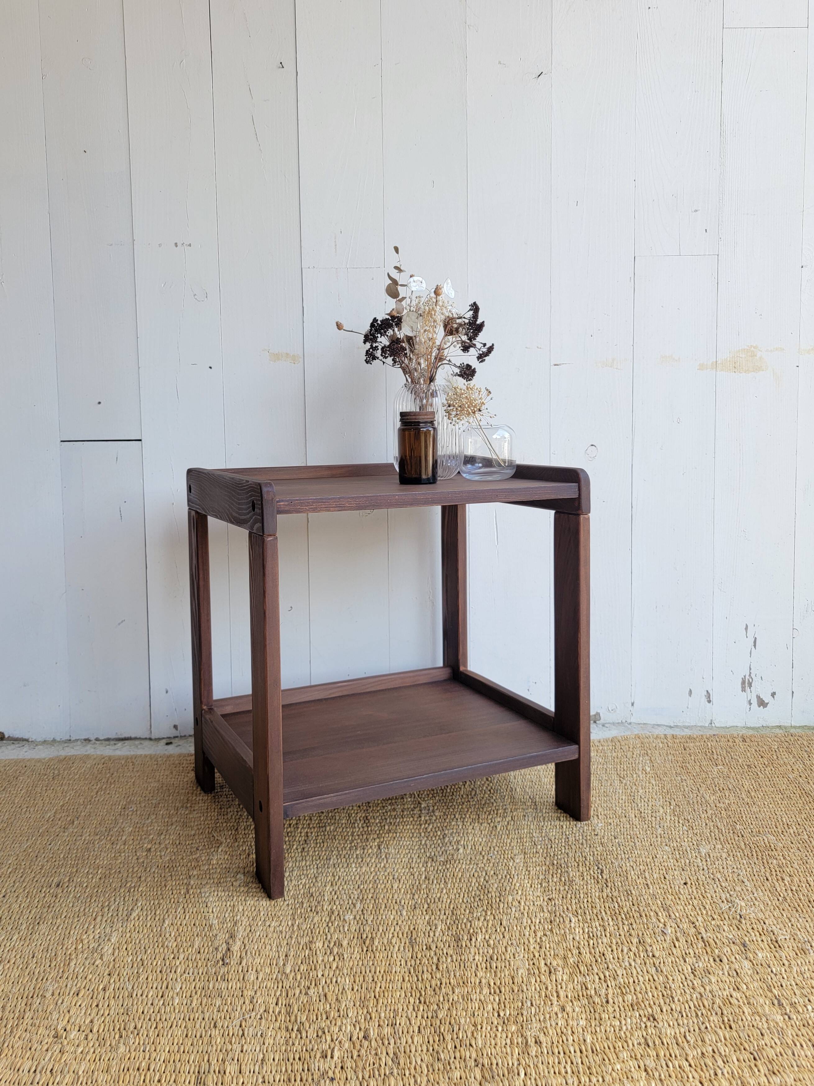 Dark wood bedside table - mid-century modern style