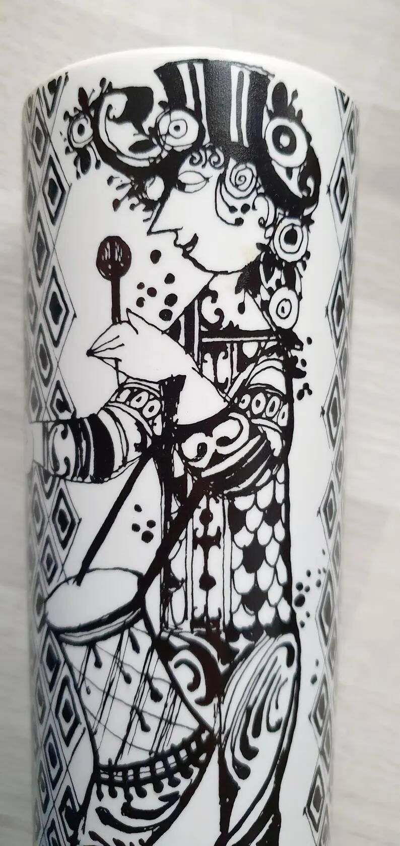 Vintage Rosenthal Studio-Line vase by Bjørn Wiinblad Model "Duet" (Flute Player and Drummer), Mid-Century German porcelain, signed