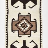 3x11 Kilim Cream & Brown Tribal Kilim Runner Rug, 99x322Cm