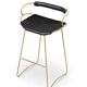 A pair of comfortable stools with a backrest, black and with gold brass.