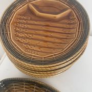 Asparagus service Sarreguemines 1 dish and 12 plates in barbotine.