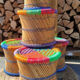 Bamboo stool and ethnic and bohemian rope