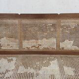 caned teak bench