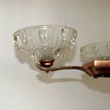French Art Deco 6-Arm, 10-Light Chandelier Petitot Ezan Style, Copper Tone