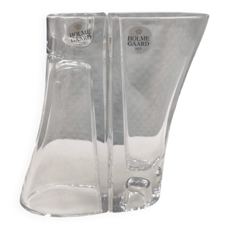 Vintage glass candlesticks/vases from the Danish Holmegaard glassworks.