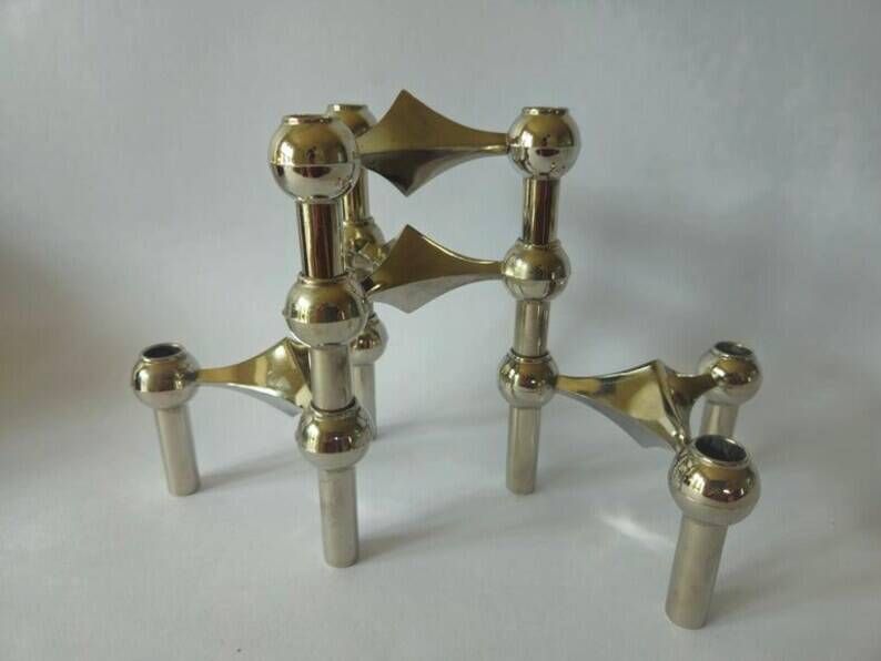 Set of Four Sculptural, Stackable Candle Holders Stoffi & Nagel for BMF Nagel