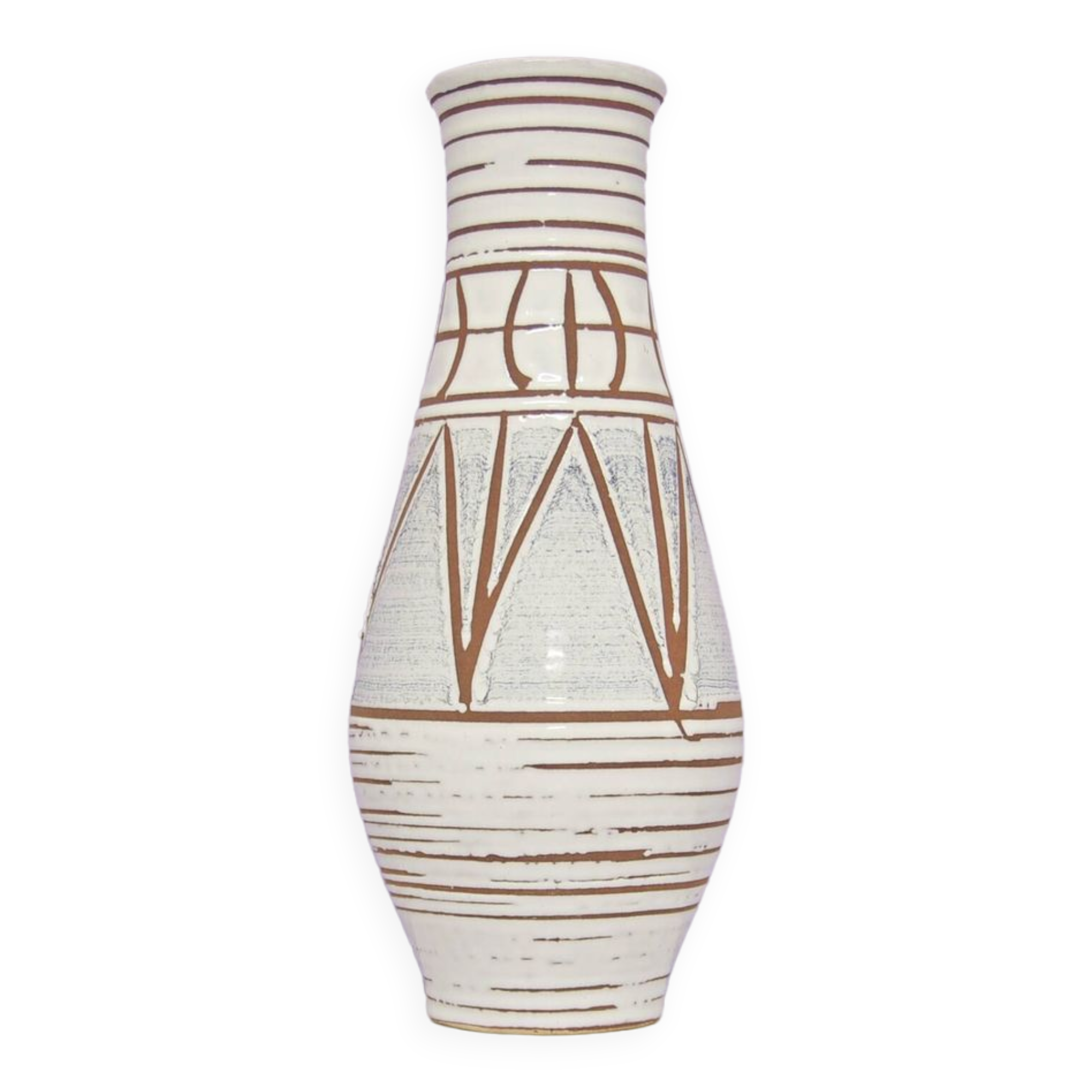 Vintage large white geometric west germany vase scheurich