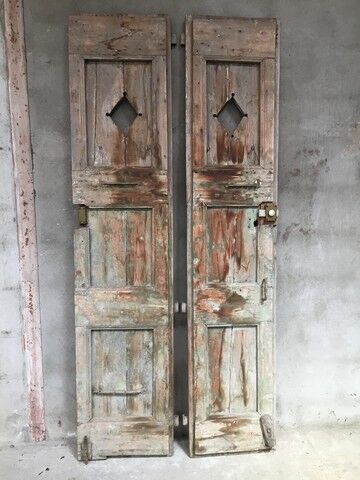 Pair of large old doors in larch XIX