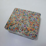 Metal box flowers vintage gold