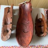 3 masques africains en bois sculpté