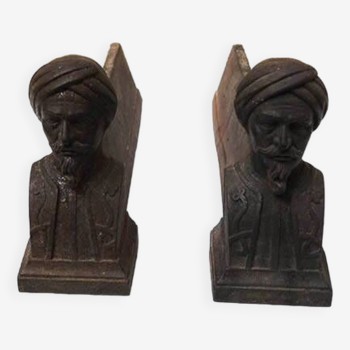 Anciens Chenets en Fonte : Homme au Turban