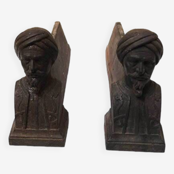 Old Cast Iron Andirons: Man with a Turban
