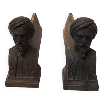 Anciens Chenets en Fonte : Homme au Turban