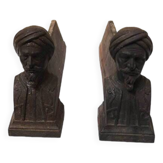 Old Cast Iron Andirons: Man with a Turban