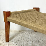 Charpoy Indian bench in braided rope