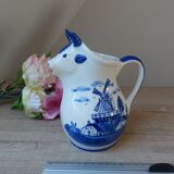 Ancien pot à lait petit pichet vache en céramique delf blue hollande peint à la main
