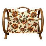 Ancien porte-revue rotin relooké fleuri vintage
