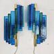 Set of wall lamps in rare blue colour by Svend Aage Holm Sorensen for Hazel & Teudt