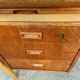 Vintage Danish desk in teak and oak by Børge Mogensen for Søborg Møbelfabrik, 1960s.