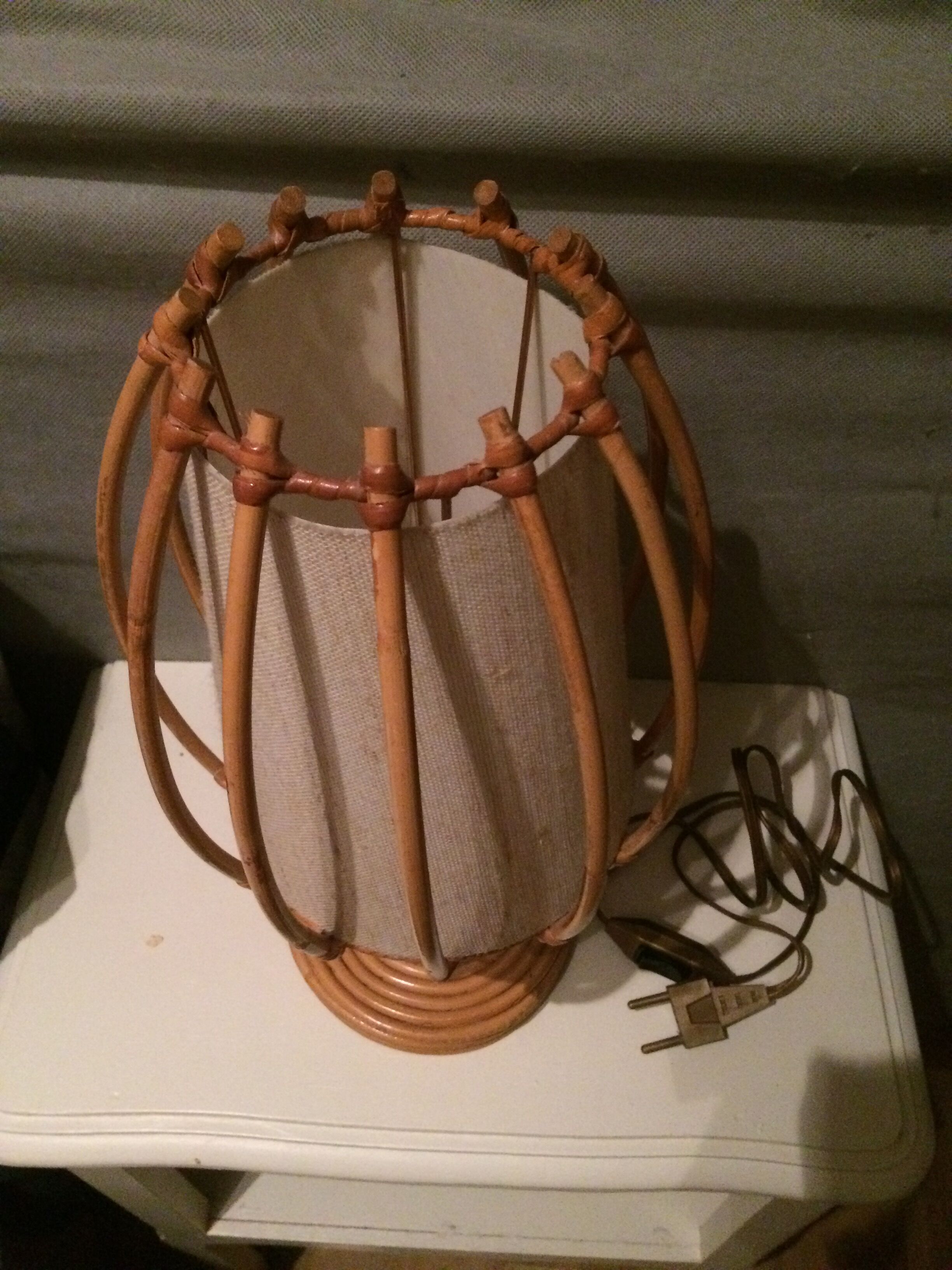Rattan and bamboo lamp
