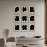 Framed set of 9 abstract giclee prints, A4