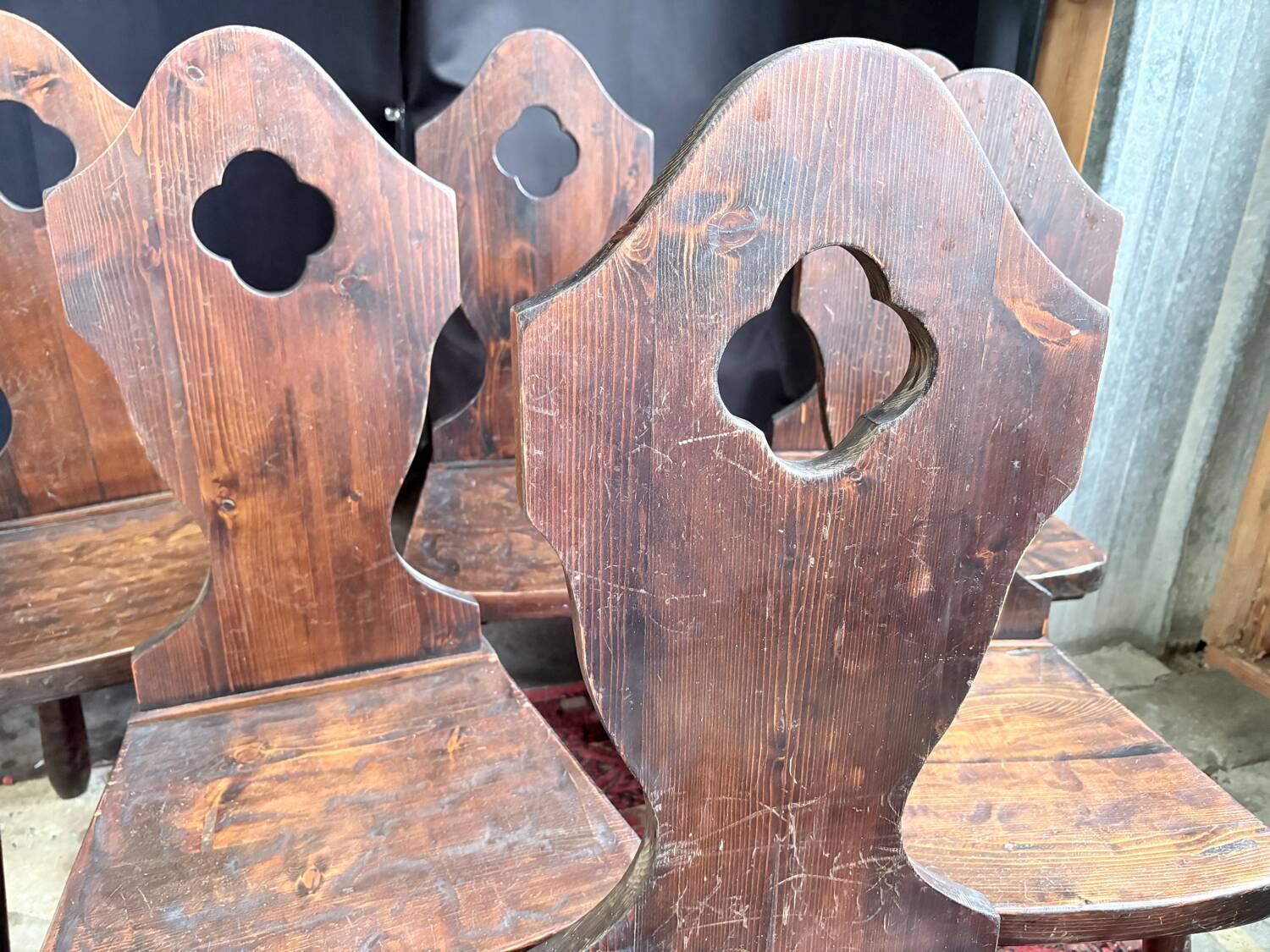 Set of 6 brutalist mountain chairs – chalet style – 1950s/60s