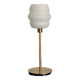 Table lamp with a vintage white glass globe and a golden base