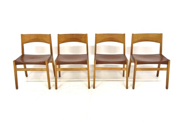 Set de 4 chaises en cuir, John Vedel-Rieper, Erhard Rasmussen, Danemark, 1960