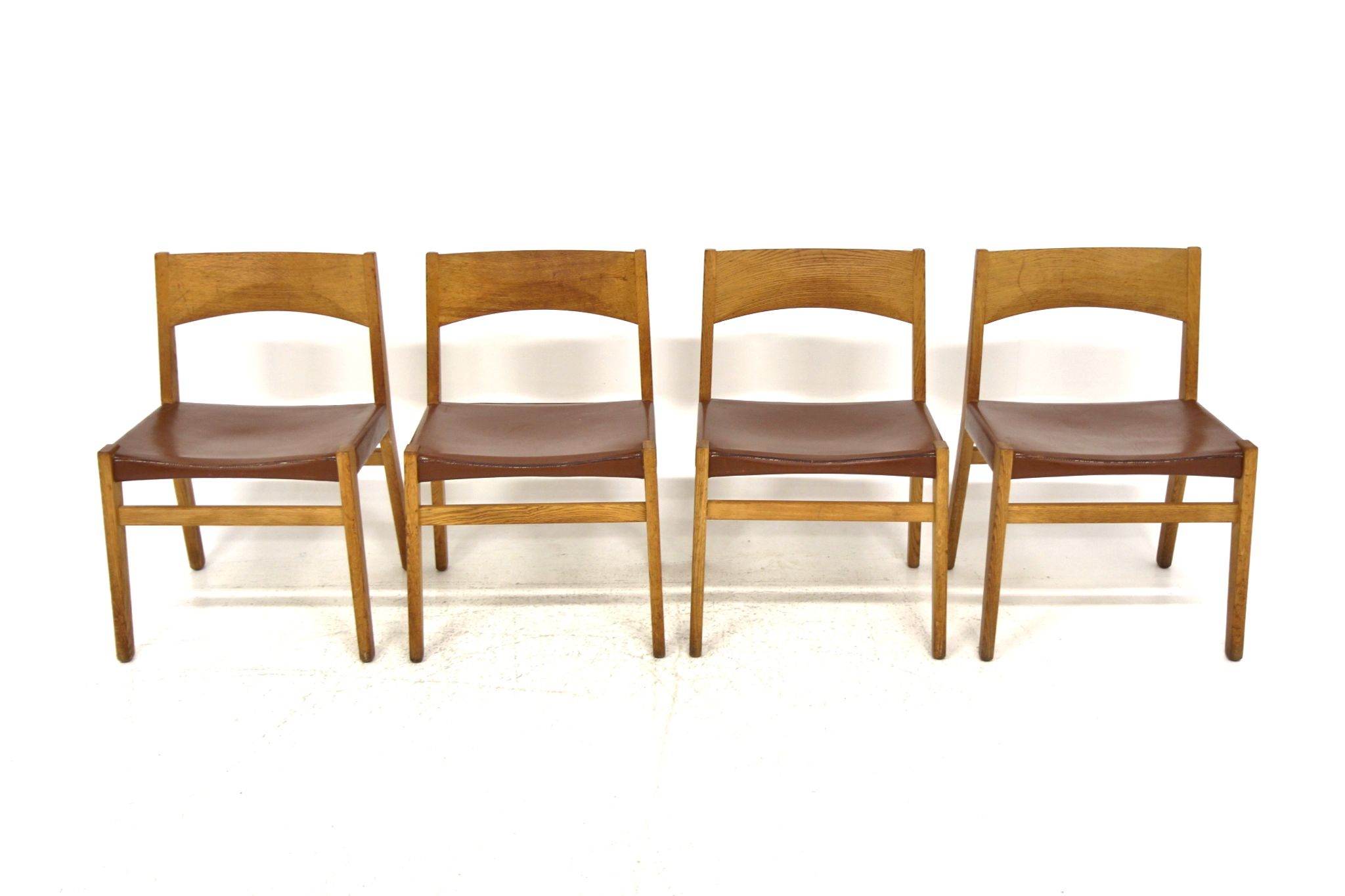 Set of 4 leather chairs, John Vedel-Rieper, Erhard Rasmussen, Denmark, 1960