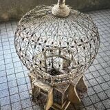 Vintage decorative hot air balloon aviary in wrought iron and wood – France, 1970s
