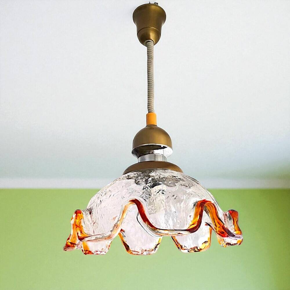 Large Murano glass retractable hanging lamp