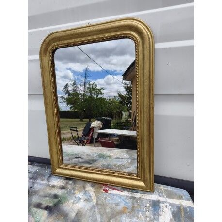 Miroir 19ème bois et stuc doré