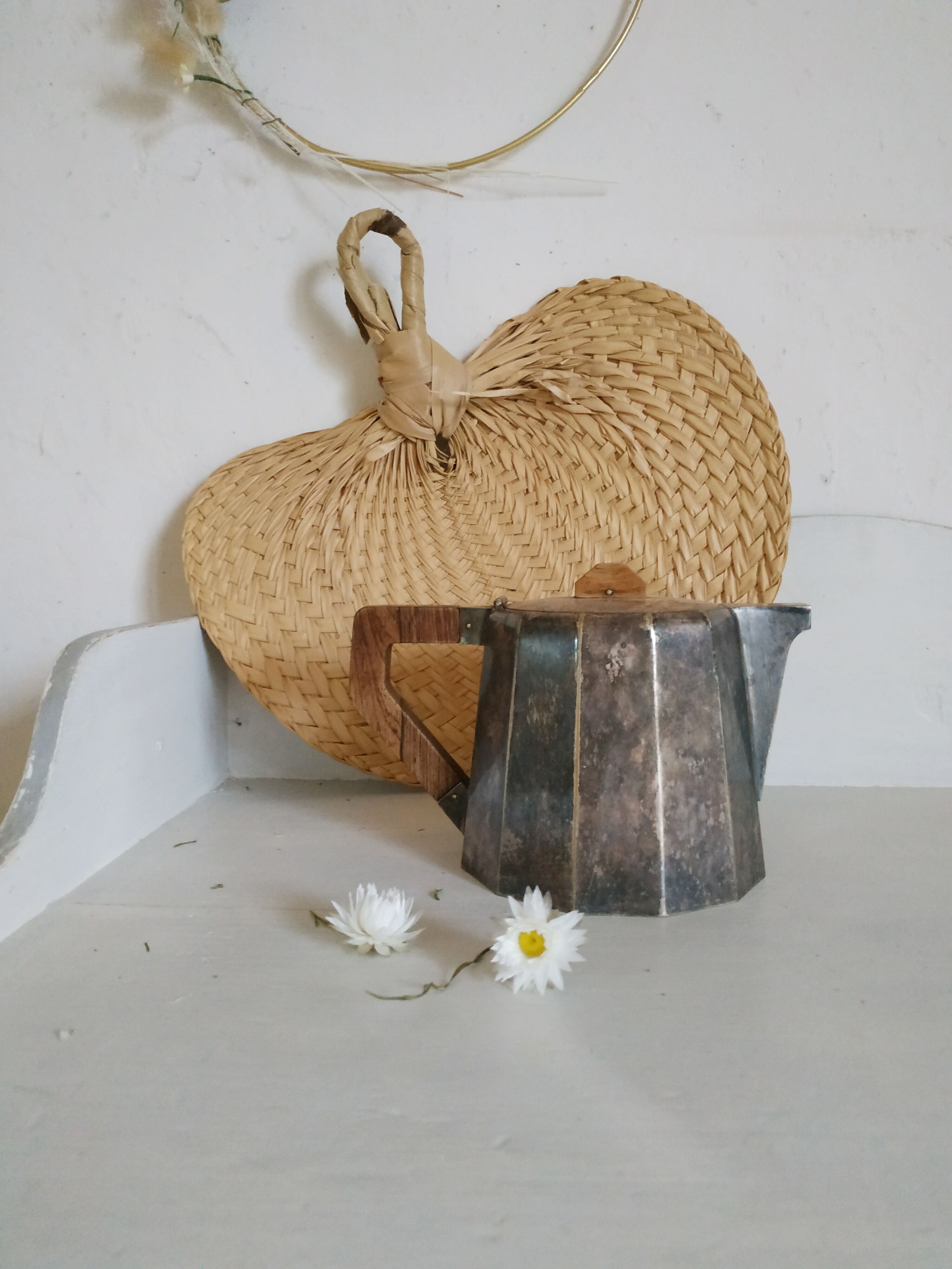 Old silver and wood teapot