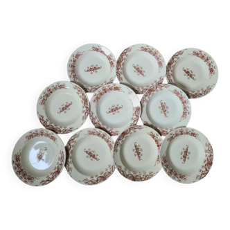 Sarreguemines Iron Earth Soup Plates 1910