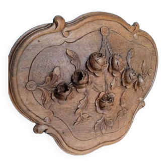 Pediment woodwork medallion carved wood St Louis XVI ep 19th