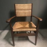 Fauteuil en chêne et paille néerlandais des années 1930.