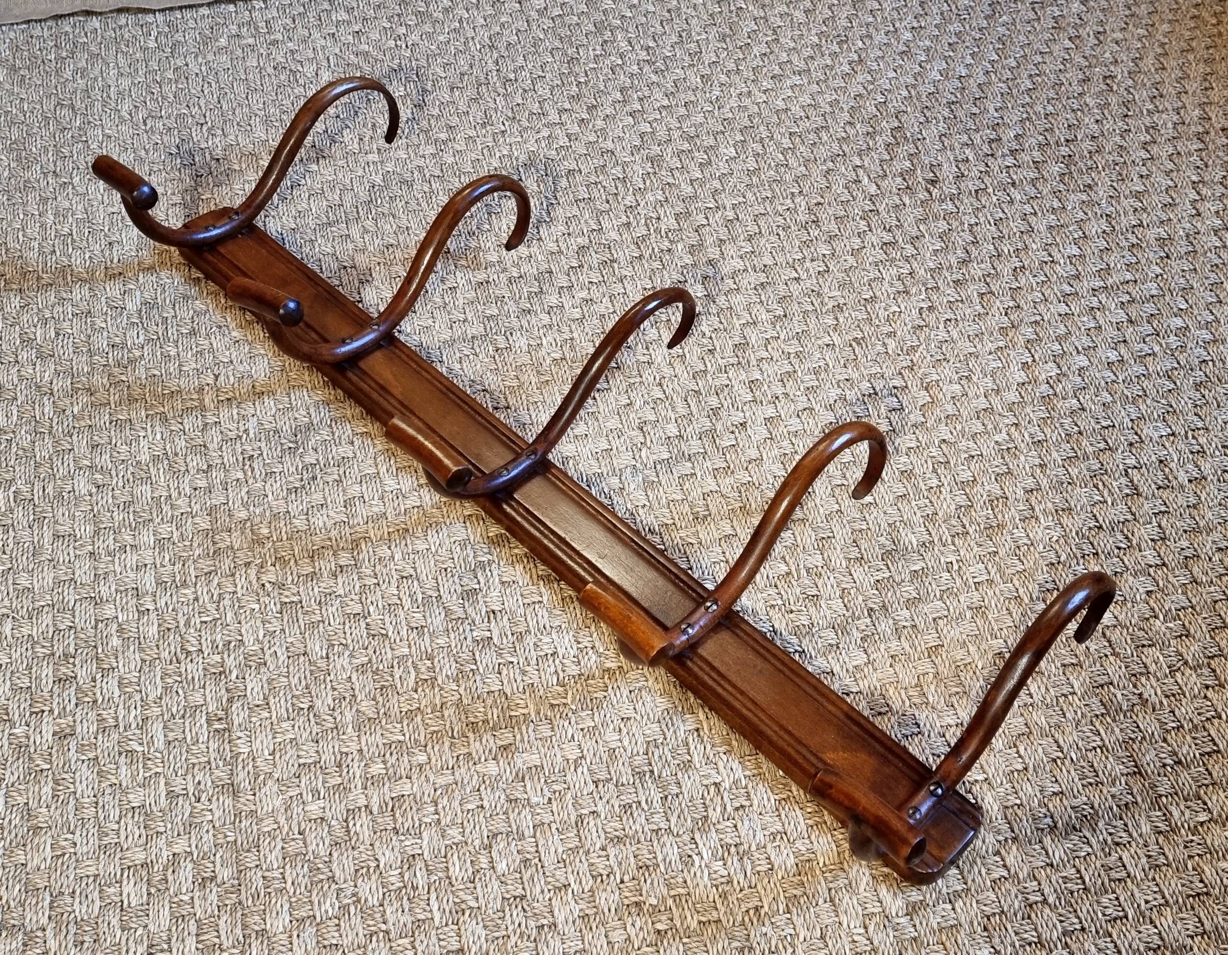 Baumann 5-hook bistro wall coat rack from the 30s