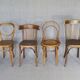 Set of 4 mismatched bistro chairs, from 1910 to 1935
