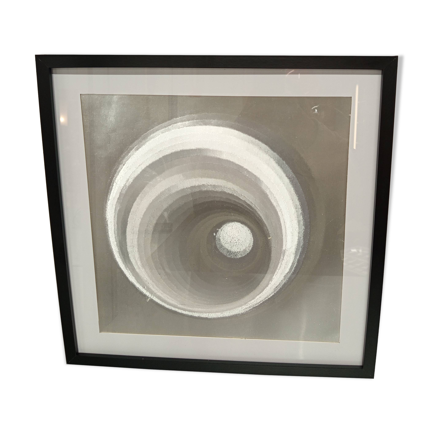 a Kinetic Op Art Aluchromy under glass frame.