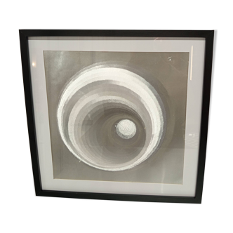 a Kinetic Op Art Aluchromy under glass frame.