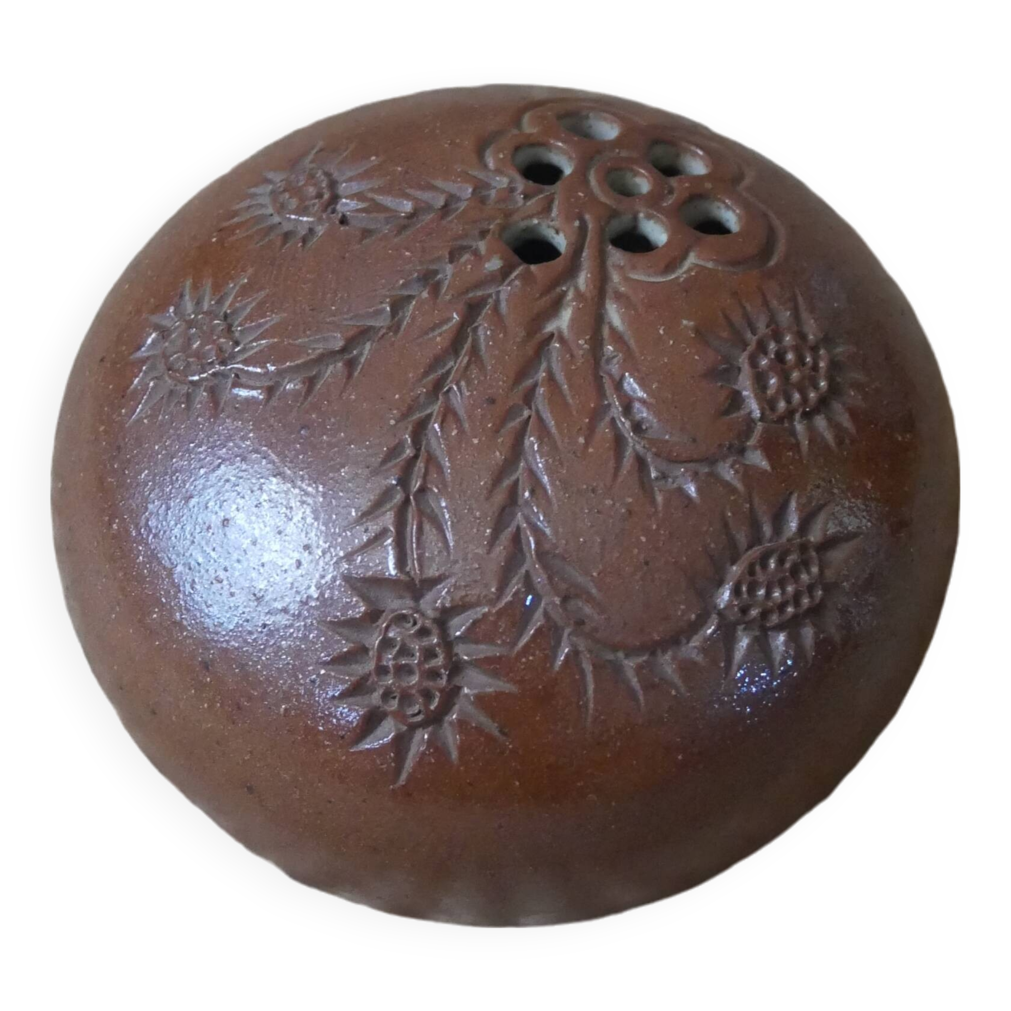Handmade ceramic stoneware flowerpot vase pottery Scandinavian bohemian decoration thistles