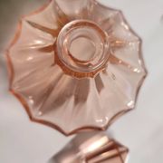 Vintage Art Deco perfume bottle in beautiful pink glass.