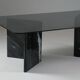 Black veined marble coffee table with smoked glass top, Italy 1970