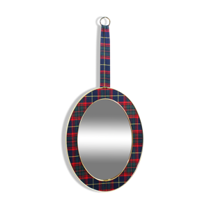 miroir ovale tissu écossais