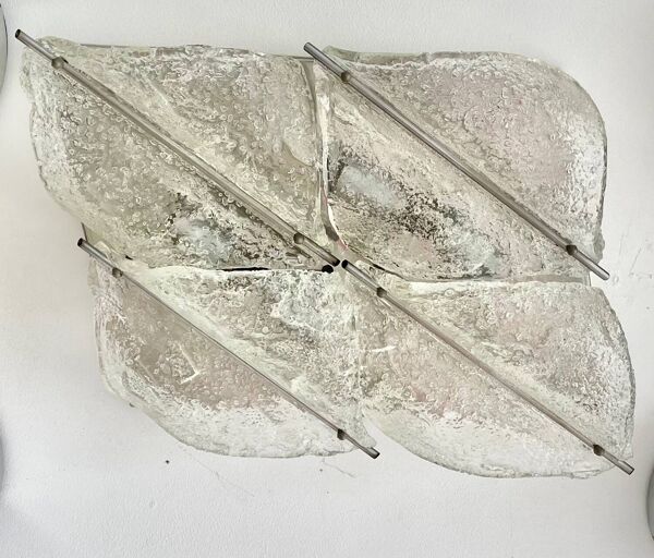 Toni zucherri par Mazzega verre murano ice frost , Italie 1970