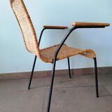 Rattan armchair, metal structure, Germany, 70s