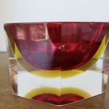 Octagonal vide poche or ashtray Sommerso Murano, design by Flavio Poli, 1970.