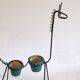 Pair of metal and ceramic plant stands